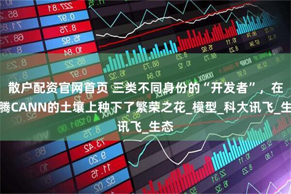 散户配资官网首页 三类不同身份的“开发者”，在昇腾CANN的土壤上种下了繁荣之花_模型_科大讯飞_生态