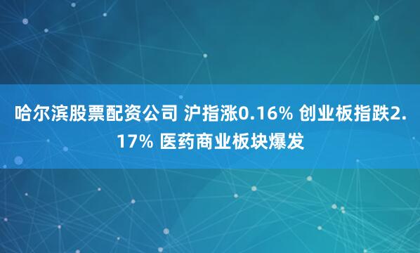 哈尔滨股票配资公司 沪指涨0.16% 创业板指跌2.17% 医药商业板块爆发